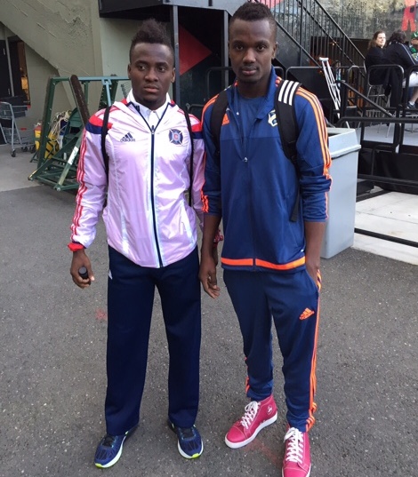 Chicago Fire's David Accam and Kamal Issah (right). 