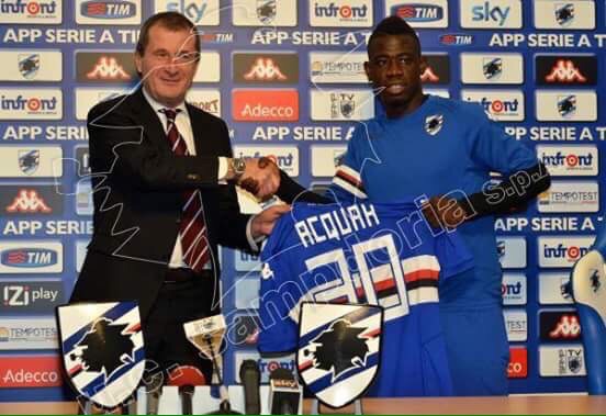 Afriyie Acquah has  been unveiled as a player of Sampdoria.