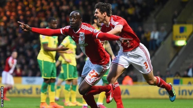 Adomah's Middlesbrough enhance Premier League promotion chances after win at Norwich sends them top